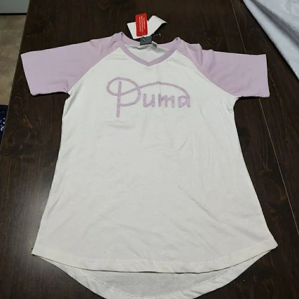 NewāPumaāGlitterĀ DisclaimerāWhiteāLightāPurpleāTopāSizeāGirl'sā16